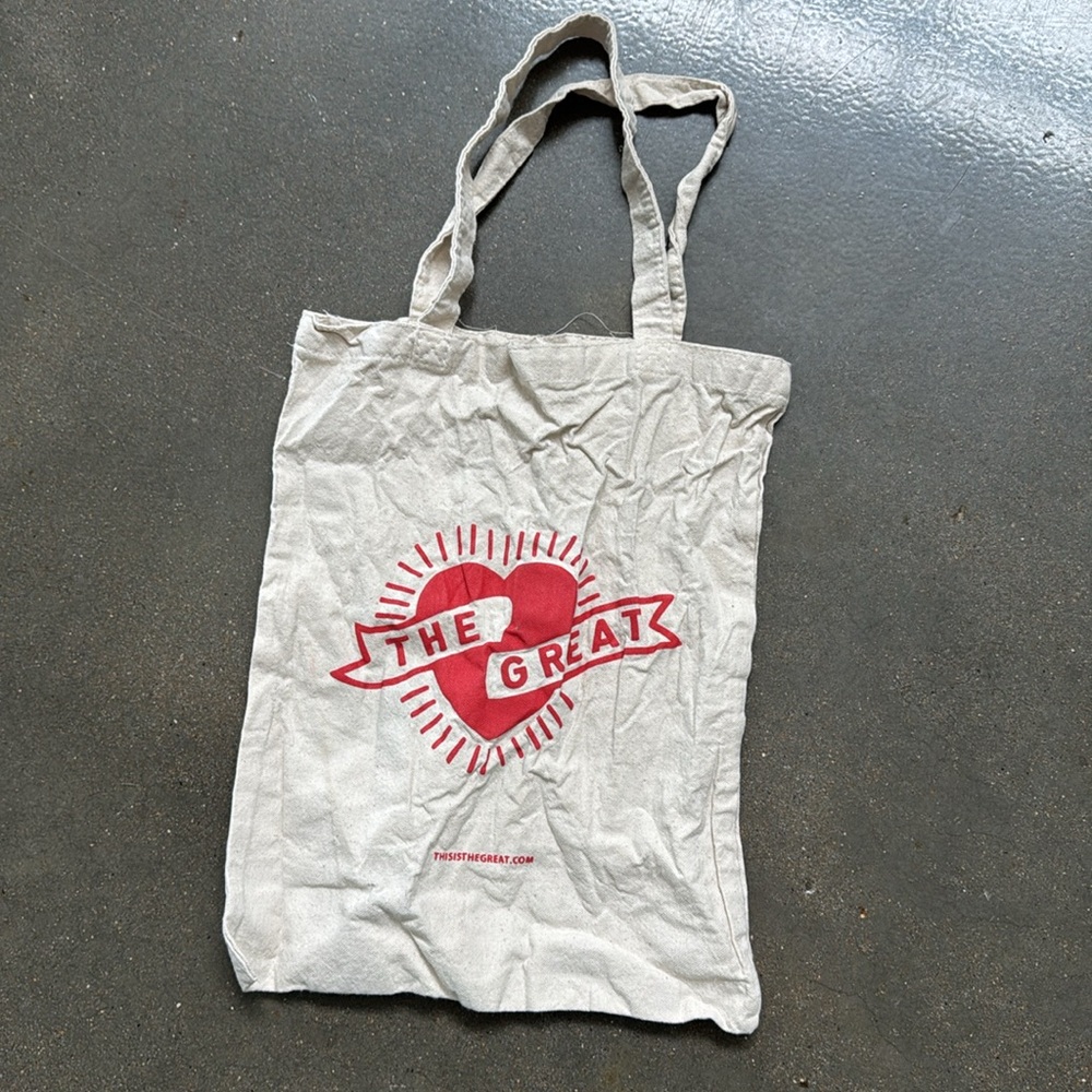 THE GREAT. Cream and Red Tote Bag Eco-Friendly Design